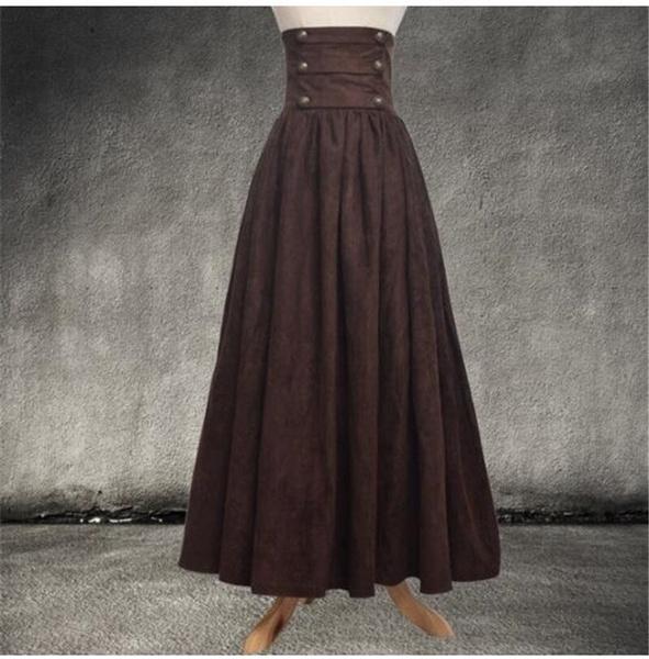 Women's Victorian Dress Vintage High Waist A-line Skirt Cosplay Dress Gothic Skirt Lolita Steampunk High Waist Walking Skirt