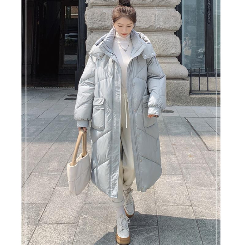 Осень/зима женская однотонная свободная модная теплая длинная женская куртка с капюшоном и большим карманом