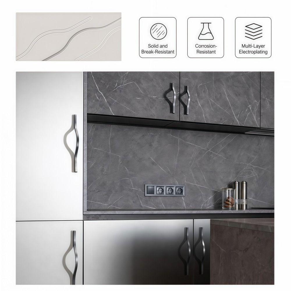 Brushed Wardrobe Door Pull Aluminum Alloy Curved Furniture Handle Wardrobe,Cupboard