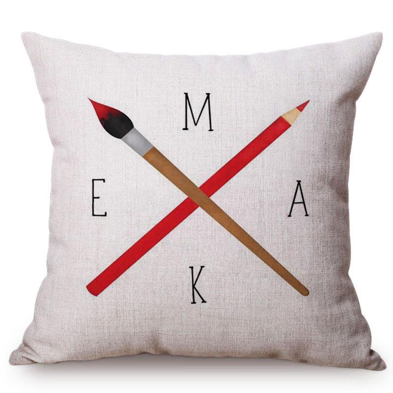 Navigation Sailboat Arrow Navy Sea Map Style Pillowcase Cotton Linen Marine Compass Decorative Pillow Cover Cushion Cover