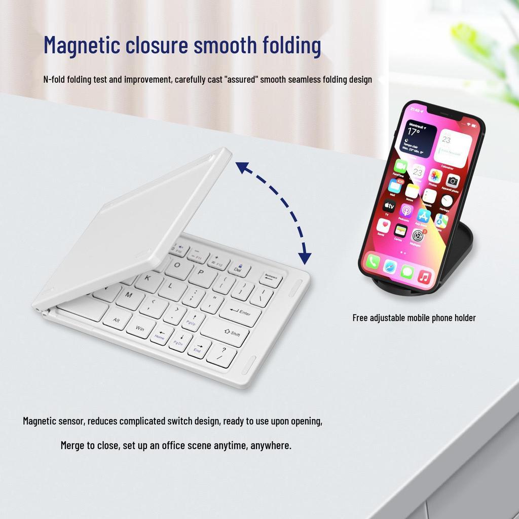 B028 Портативная мини-беспроводная Bluetooth-клавиатура, складывающаяся вдвое, для телефона, планшета и ноутбука