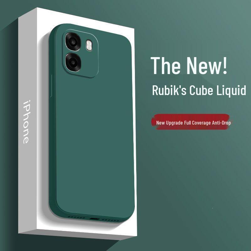 Совместимый чехол-кубик Рубика из жидкого силикона для OPPO A6i+ - Полное покрытие, Защита от падений, Мягкие края.