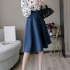Осенне-зимняя ретро женская замшевая юбка с высокой талией, прилегающего кроя, женская юбка миди А-силуэта, расклешенная юбка