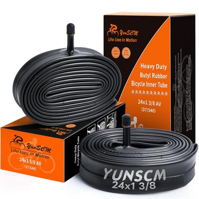 YunSCM 2 шт. Велосипедная камера 24x1 3/8", стенка 32 мм, клапан Шредера, камера 24x1 3/8", 37-540, подходит для инвалидных колясок, шоссейных и электрических велосипедов