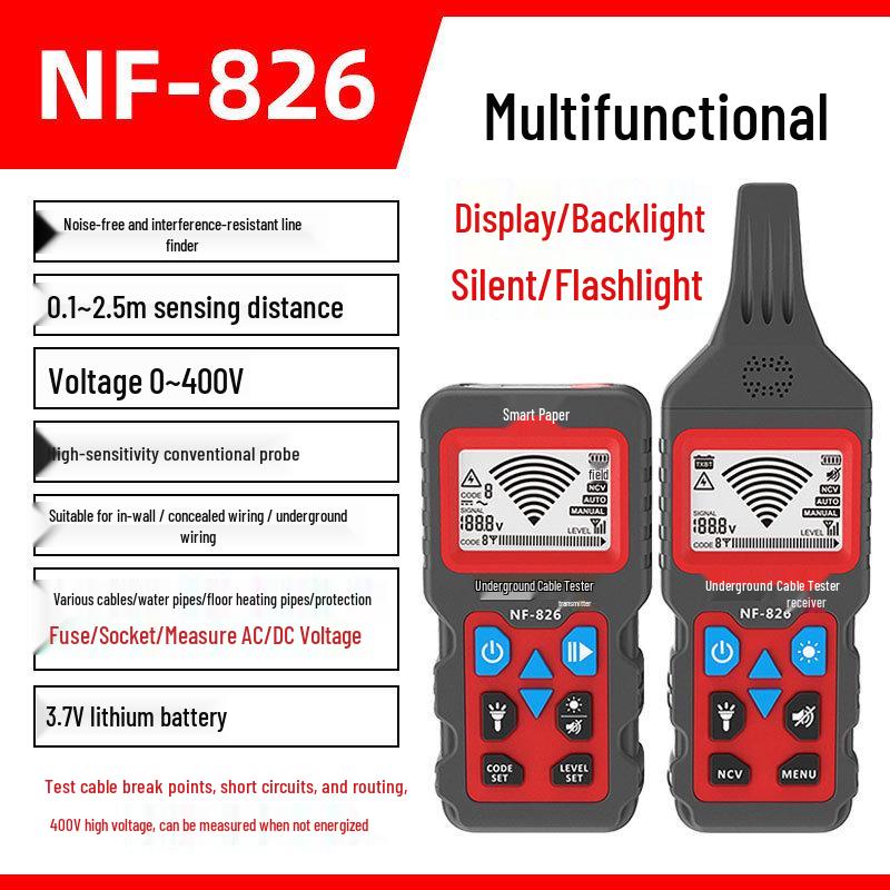 Jingming NF-826 Многофункциональный трассоискатель 400В для электриков для сильных токов и обнаружения скрытых линий
