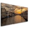 Three Piece Picture Canvas Print Amsterdam Canal Houses City