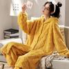 Winter New Nightgown Women's Mid-length Coral Velvet Pajamas Suit Flannel Outerwear Cartoon Home Wear