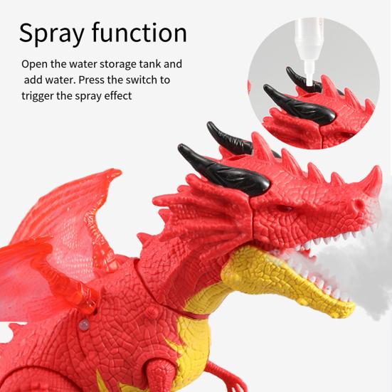 Детская электрическая летающая игрушка дракона со светящимися глазами, рев, распыление, подвижные суставы, забавная модель ходячего дракона для малышей, идеальный подарок для мальчиков