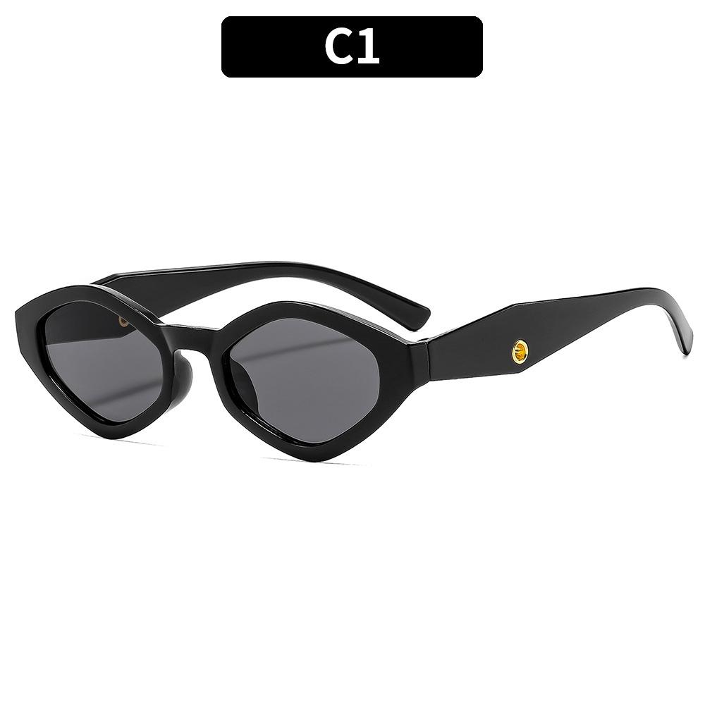 Non-polarized Trendy Vintage Cat Eye Small Frame Polygonal Women Sunglasses Men Outdoor Travel Sun Eyeglasses
