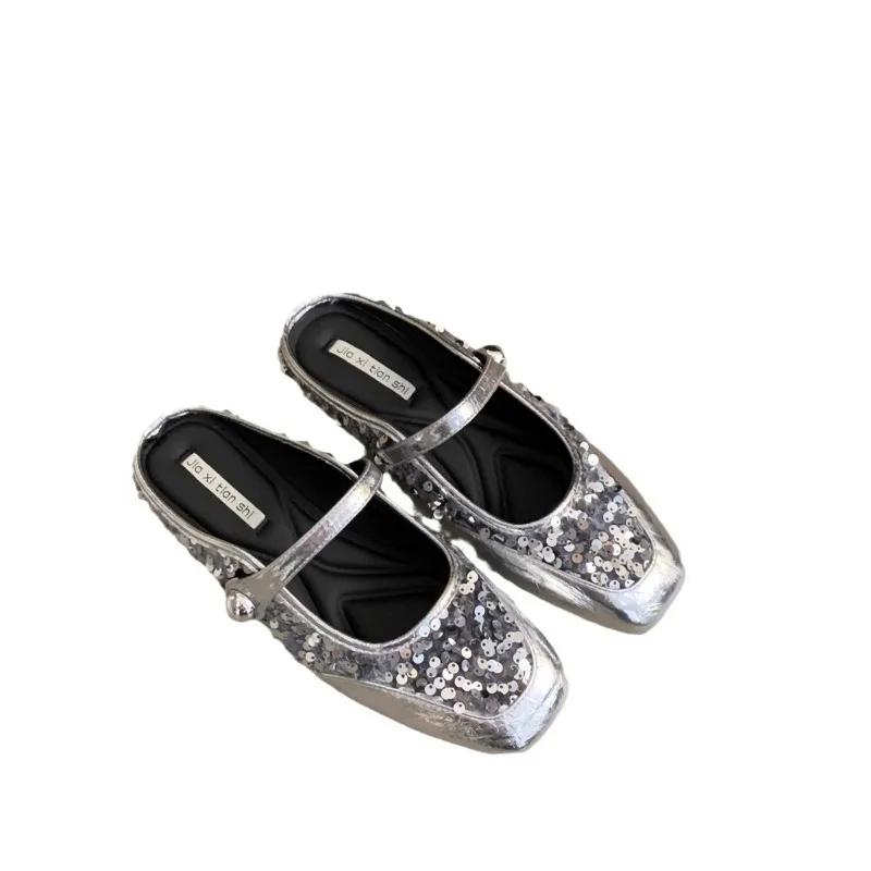 Модные плоские сандалии с мягкой подошвой, женские уличные туфли на плоской подошве на весну и лето, новые корейские мюли, женские сандалии, женские шлепанцы