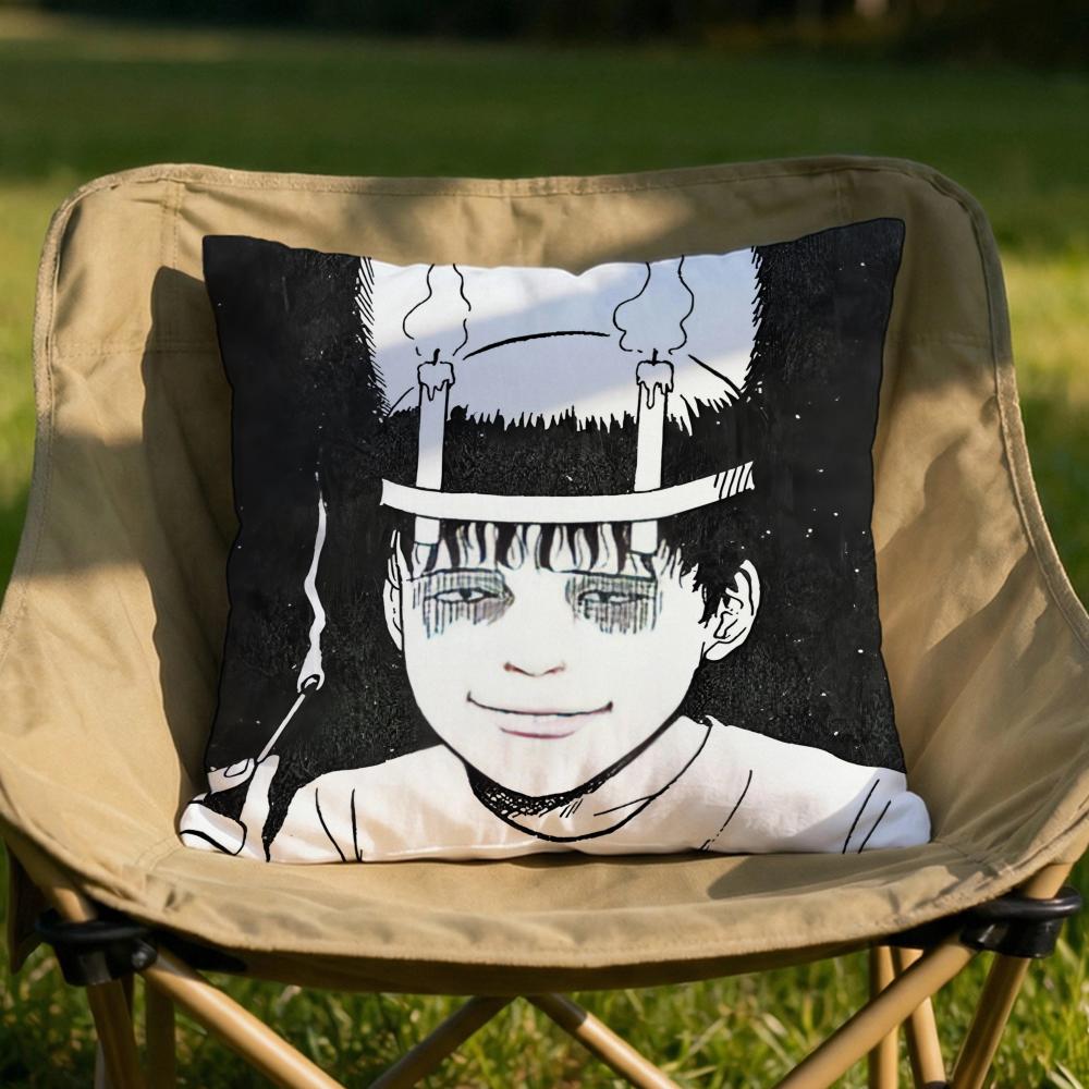 JJunji Ito Terror Horror Cushion Cover Soft Reversible Durable Pillow Cover MultiScene Use for Home Car Daily Comfort