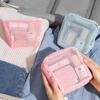 Portable Mesh Cosmetic Bag Lipstick Key Storage Pouch Candy Color Square Zipper Coin Purse Sanitary Napkin Holder Bag