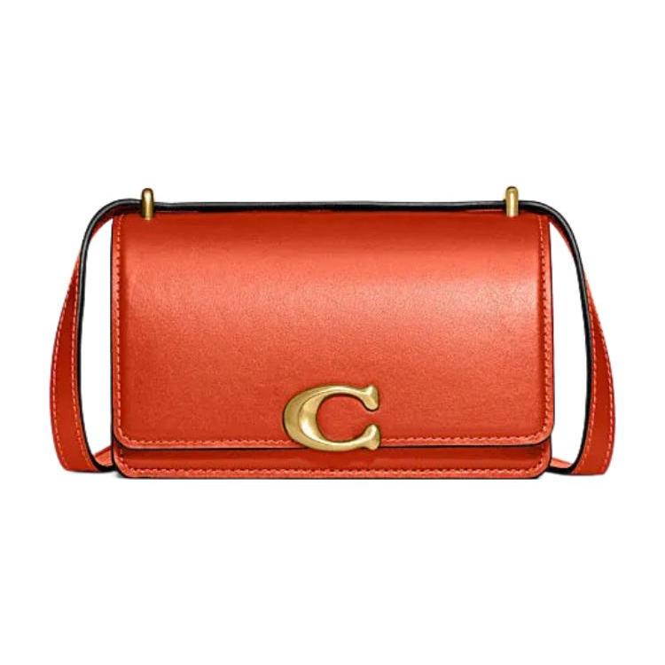 New COACH Bandit Cow Leather Envelope Bag Shoulder Bags Women's Orange CD724-B4B4D