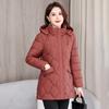 New hooded cotton clothes women's winter thickened warm medium and long diamond quilted slim down cotton clothes