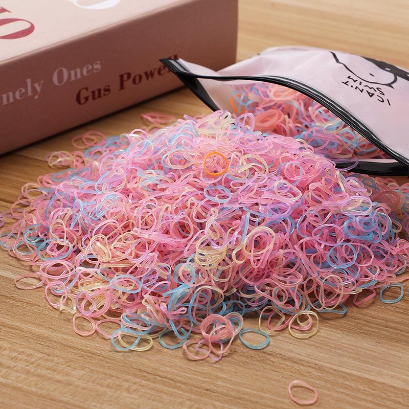 1000PCS Disposable Rubber Band Hairband For Children  Ponytail Hairs Ties Colourful Elastic Hair Bands Baby Hair Accessories