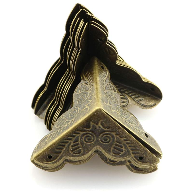 Защитный уголок для ящика для яиц 20 шт., антикварный латунный треугольный уголок из ротанга, резной деревянный чехол для защиты краев