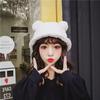 Kawaii милая панама с леопардовым принтом и медвежьими ушками для женщин, повседневная зимняя теплая флисовая шапка из искусственного меха Ins, дизайнерская уличная панама