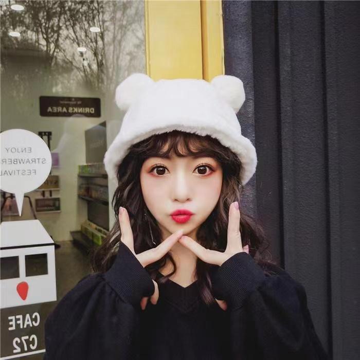 Kawaii милая панама с леопардовым принтом и медвежьими ушками для женщин, повседневная зимняя теплая флисовая шапка из искусственного меха Ins, дизайнерская уличная панама