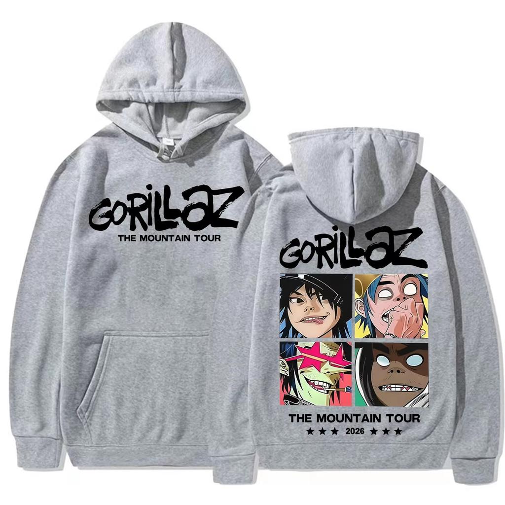 Gorillaz Band The Mountain 2026 Tour Hoodies Men Women Harajuku Gothic High Street Sweatshirt Casual Soft Cotton Sweatshirt