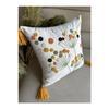 Starstalia Home White Fabric Punch Embroidered Throw Pillow Cover