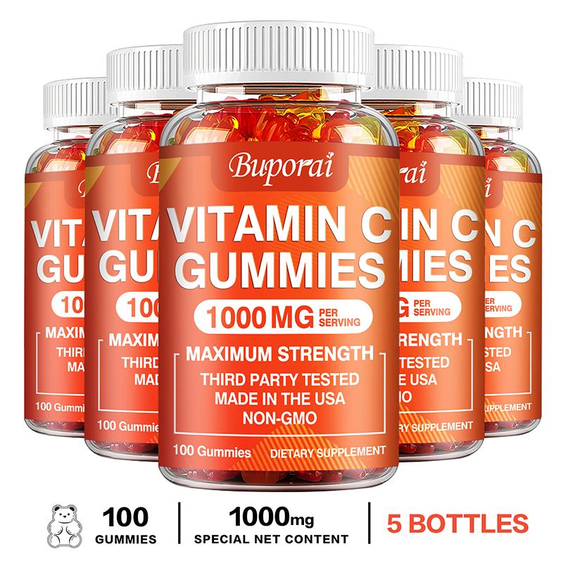 Buporai Vitamin C Gummies, containing 1000 mg, provide immune support, are all-natural, and suitable for both men and women.