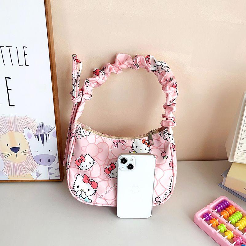 New Kitty crossbody bag Cartoon cat High-end women's underarm bag Versatile single shoulder printed bag Cartoon Girl Handbag
