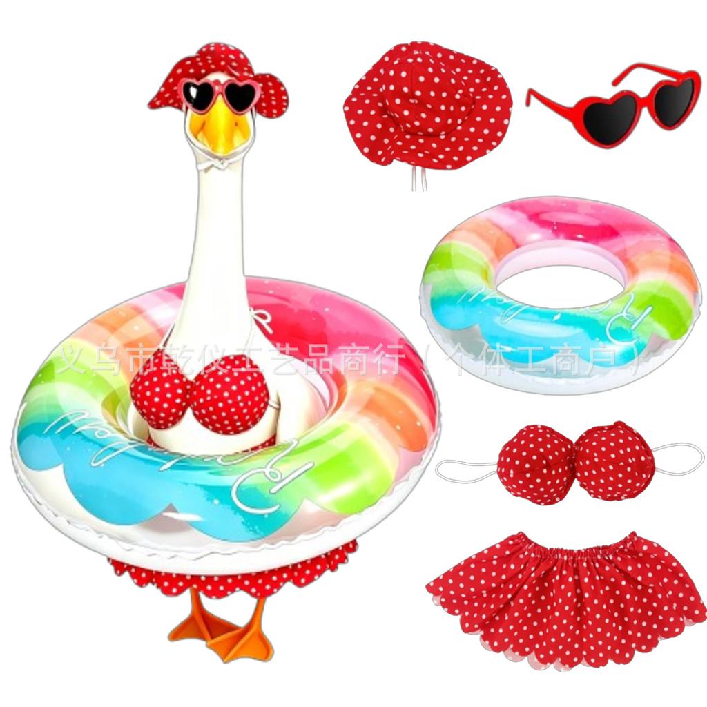 Porch Goose Decoration Clothes Set Waterproof Raincoat Bikini Ghost Outfit for 23 Inch Lawn Garden Statue Costume