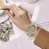 2Pcs/Set Women Quart Watch Shiny Rhinestones Circular Dial High Precision Movement Wristwatch with Bracelet