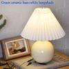 Vintage Pleated Table Lamp with LED E27 Tricolored Bulb Ceramic Base  AU US EU UK Plug Cute Decorative Night Light for Bedroom