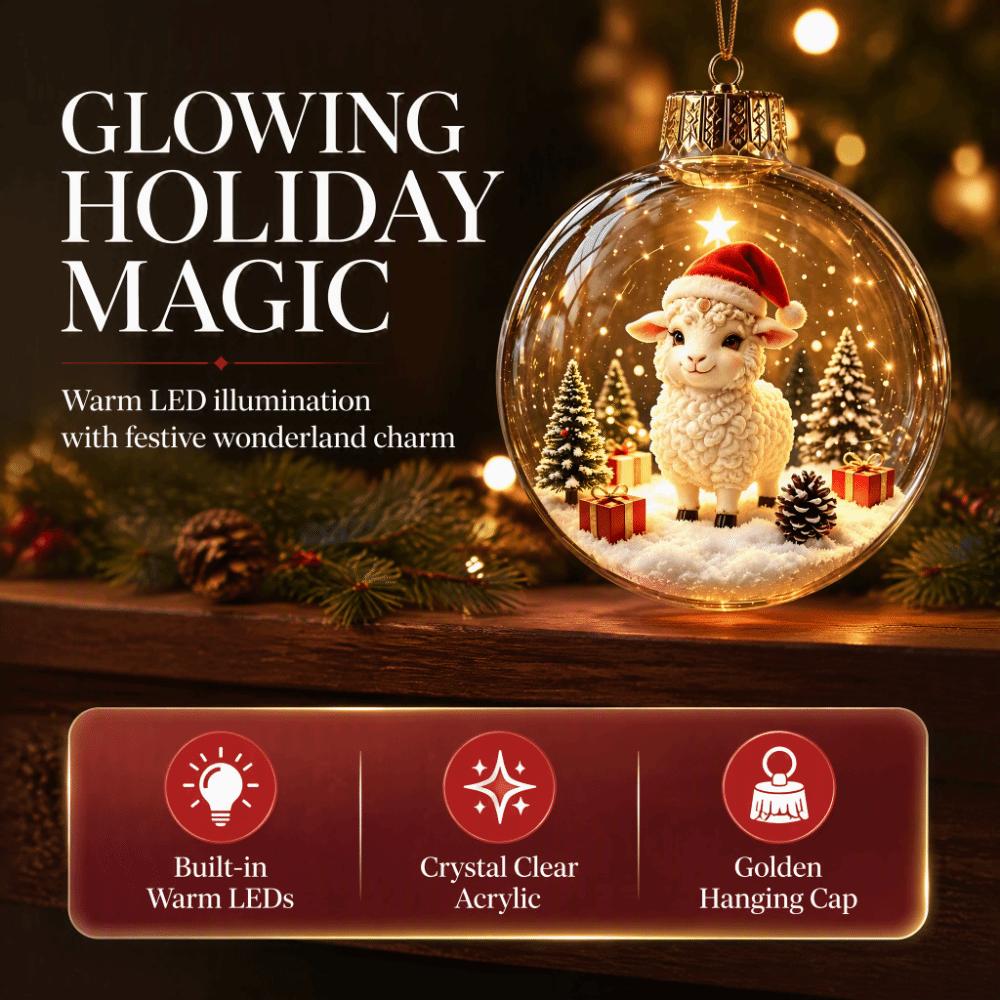 LED Lighted Christmas Bauble Ornament Acrylic Hanging Christmas Decoration For Christmas Tree
