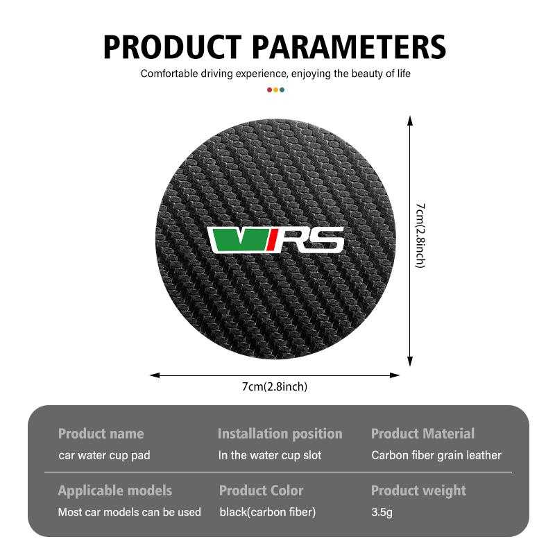 DAYB7 2pcs Car Coaster Water Cup Bottle Holder Mat Anti-Slip Pad For Skoda VRS Octavia 2 3 Kamiq MK3 Kodiaq Karoq Superb Fabia