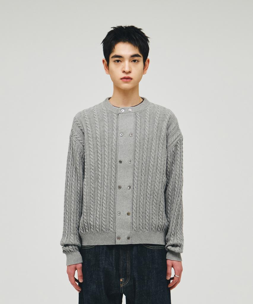 ECORR Cotton Cable Two-Button Cardigan_Gray