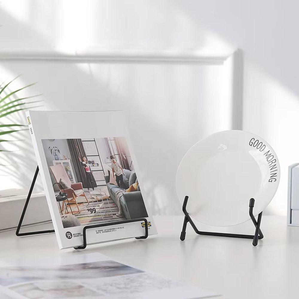 Iron Art Magazine Display Stand Multipurpose Decorative Plate Dish Rack Stable Pedestal Storage Holder Plate Bowl Picture Frame