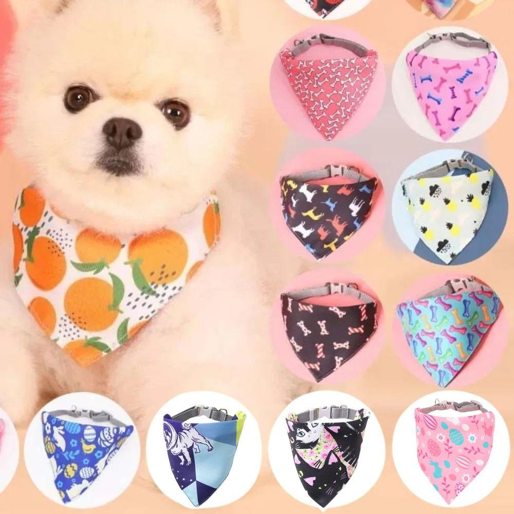 Мультяшное полотенце для слюны питомца Мягкое полотенце для собак Треугольная бандана для кошек Ошейник для кошек Нагрудник Фотография