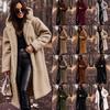 Women's Autumn and Winter Fashion Woolen Coat Solid Color Loose Long-sleeved Casual Woolen Hooded Single-button Long Coat