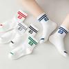 5Pairs Kids Mesh Socks Spring Summer Mid Tube Sock 1-8Y Boy Girl Thin Breathable Children Sport Sock Stripe Number Baby Footwear