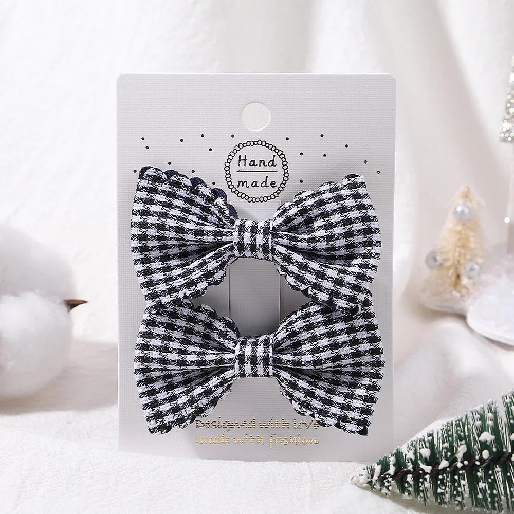 2 шт./компл. Однотонные нейлоновые детские бантики Заколки для волос для маленьких девочек Ручной работы Бантик Заколка-автомат Фотографические аксессуары для волос