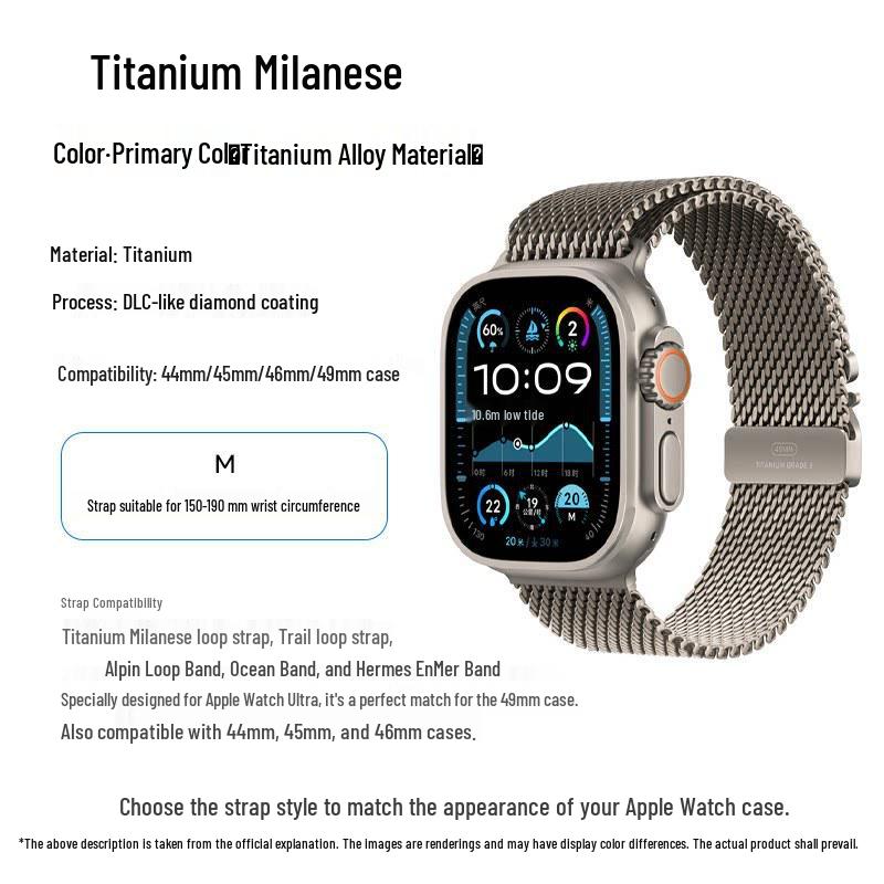 Титановый миланский ремешок для Apple Watch с лазерной запайкой края
