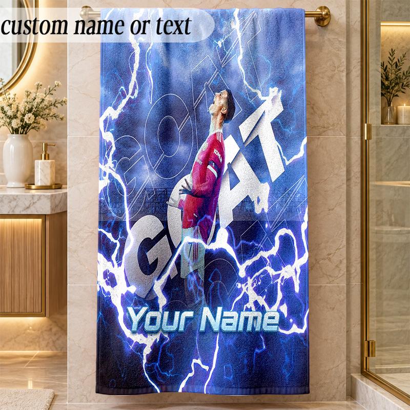 Beach TowelCristiano Ronaldo Custom Name Text Personalized Soft Towel for Beach Pool Indoor Home Decor Gift