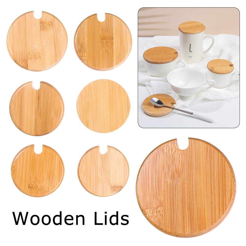 Mason Jar Cap Wide Mouth Can Wooden Lids Seasoning Bottle Caps Lid With Spoon Hole Mug Cover