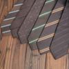 8Cm Wide Version Retro Brown Series Lazy Knot-Free Zipper Tie Striped Men'S Business Casual Coffee