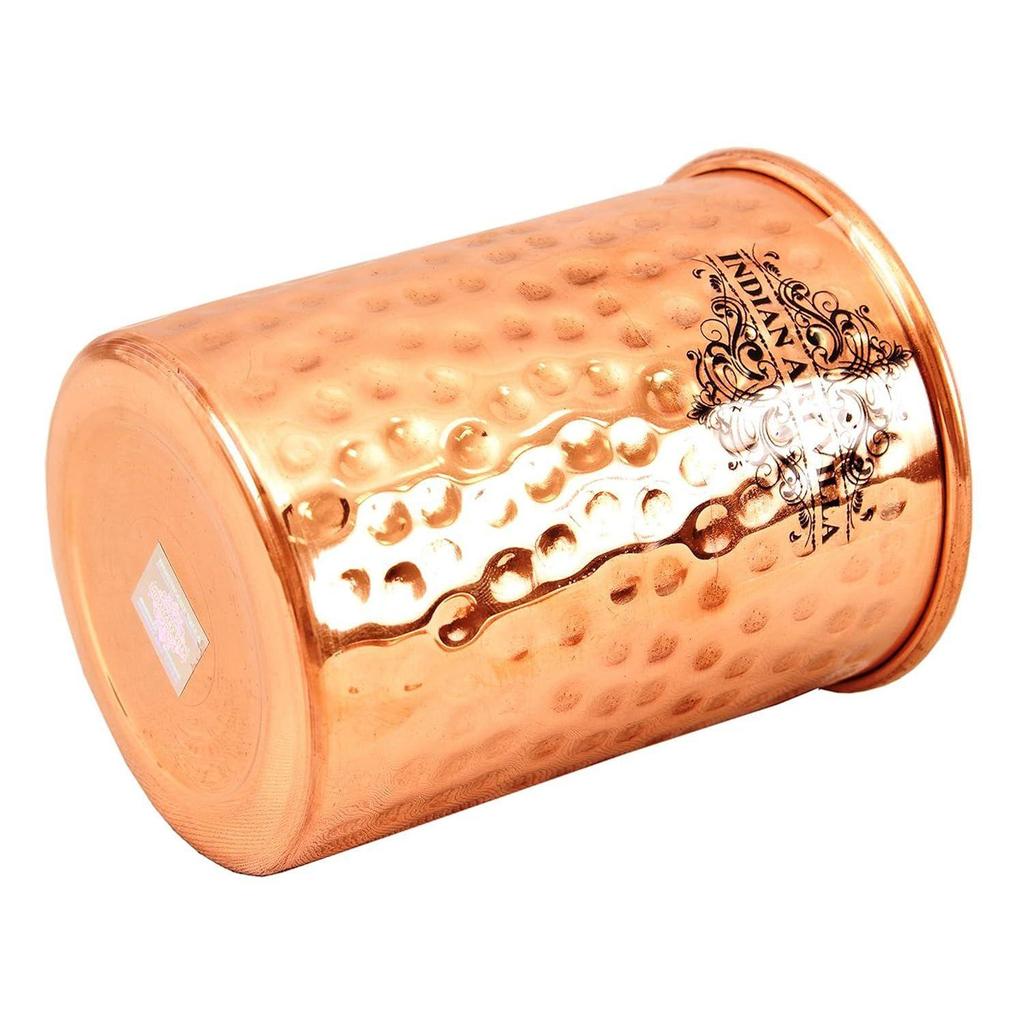 Набор медной посуды ручной работы, кованый дизайн, 1 бутылка и 2 стакана с подарочной коробкой, подарок на Дивали, бутылка - 750 мл и стакан - 300 мл