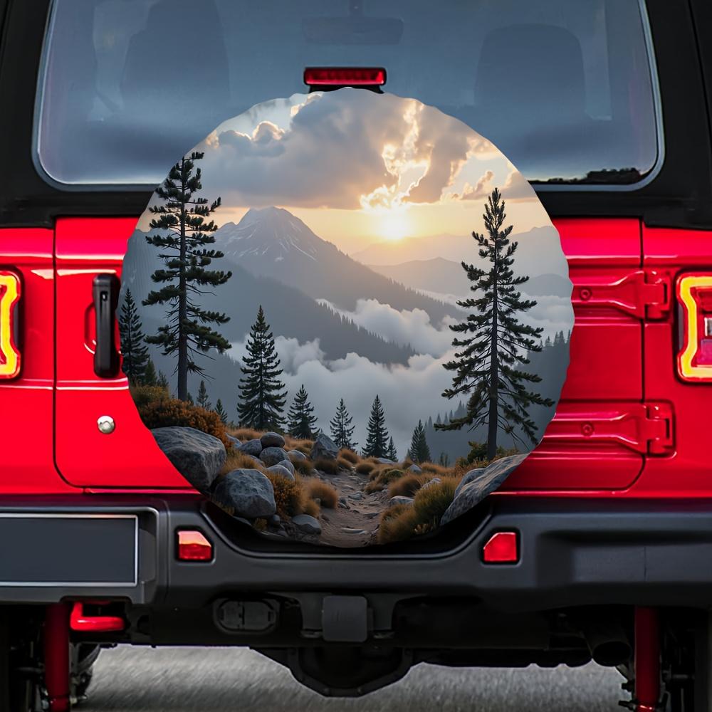 1pc 2D Flat-Printed Tire Covers Made From 100% Polyester Fabric, Ideal For Halloween Gifts And Suitable For Community Parking Ar