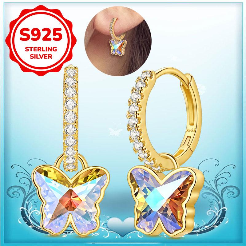 Новые серьги 100% Натуральное Серебро 925 Пробы Женские Серьги-Кольца Женский Свадебный Помолк Подарок Девушке Жене на День Рождения