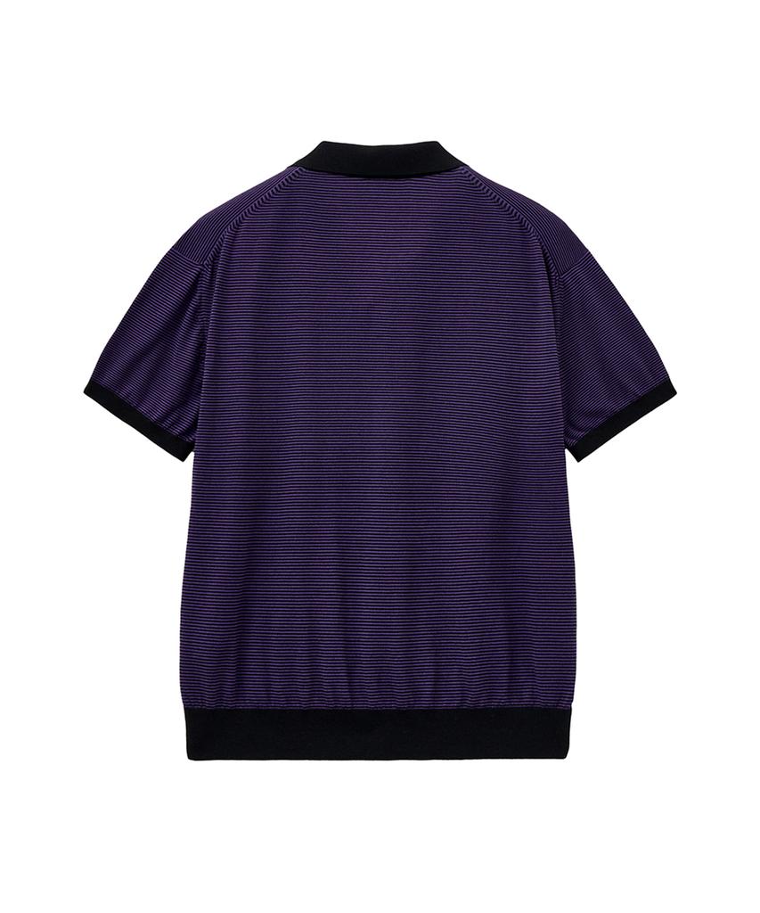 IOLO Stripe Supima Cotton Open Collar_Black