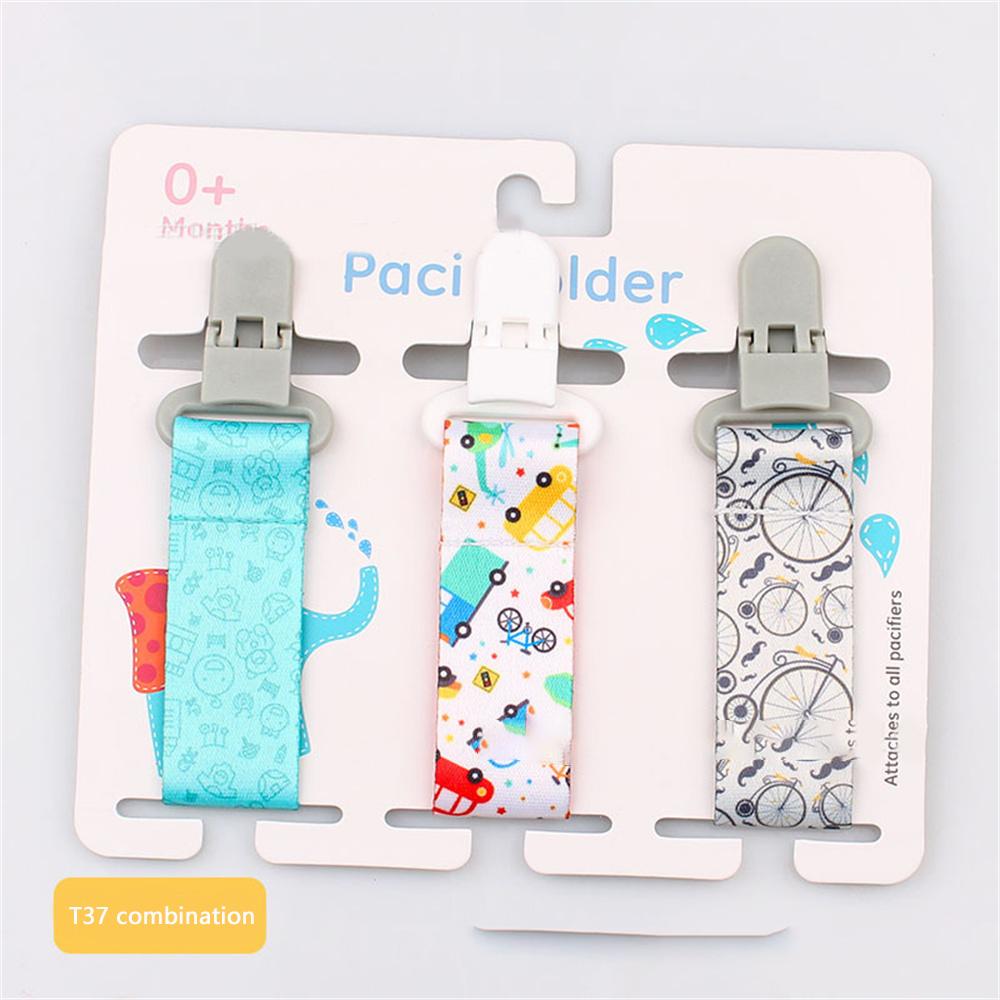 3Pcs/Pack Fixed Button Baby Pacifier Clips Chains Ribbon Dummy Soother Holder Chains Anti-drop Buckle Strap for Pacifier Baby Feeding Gift