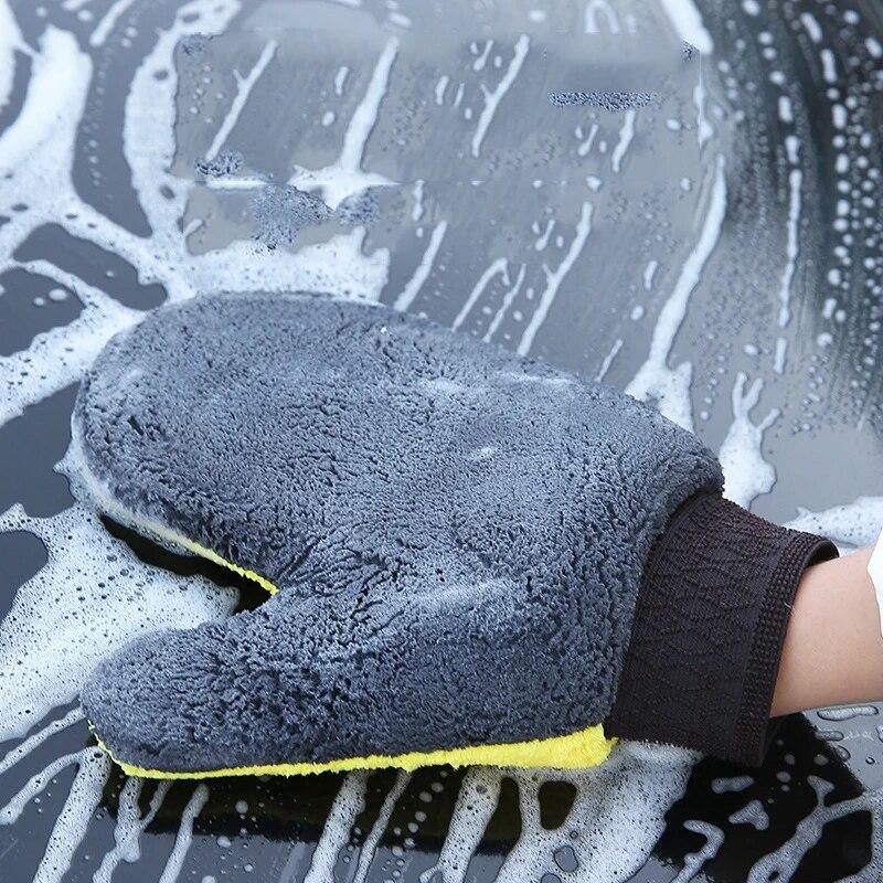 1 шт. перчатки для мытья автомобиля двусторонние мягкие коралловые флисовые перчатки водопоглощающие инструменты для чистки автомобиля авто аксессуары