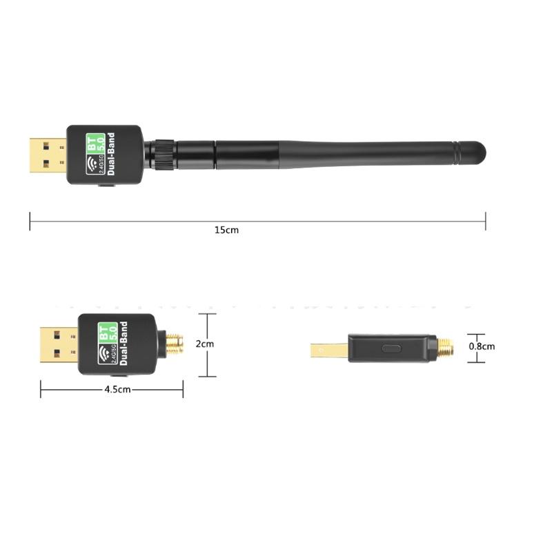 FONKEN 2 в 1 Bluetooth 5.0 Wi-Fi USB-адаптер 600 Мбит/с Сетевая карта Двухдиапазонная антенна 2,4 ГГц и 5,8 ГГц Ethernet для ПК Wi-Fi Windows/MAC OS