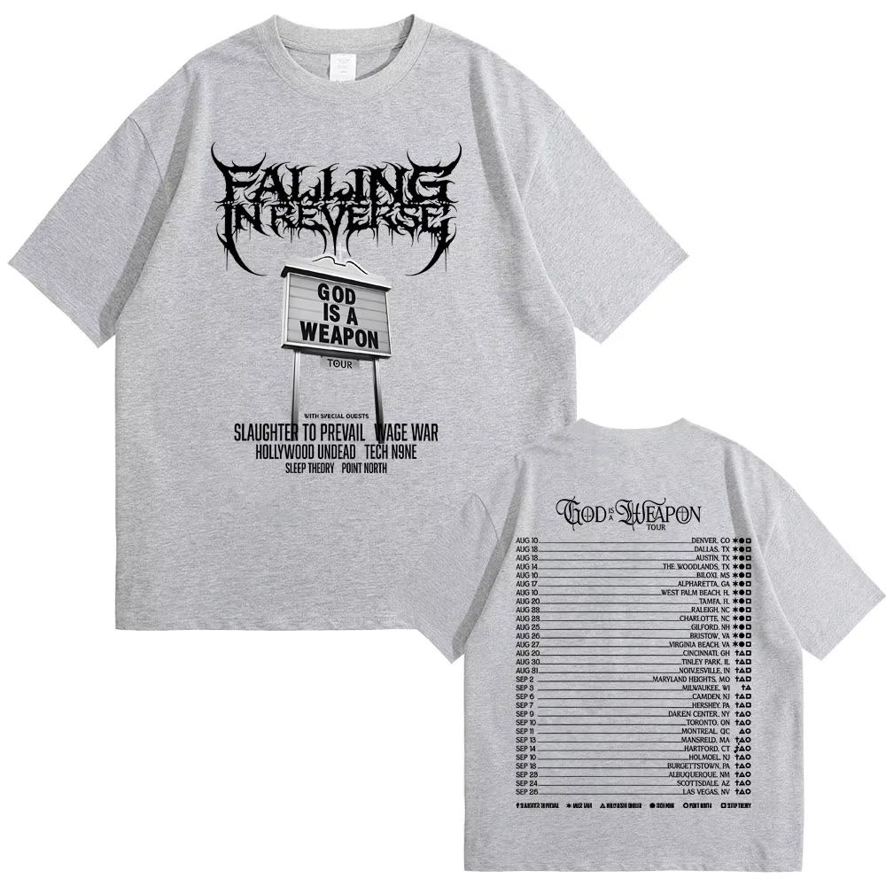 2025 Футболка с логотипом группы Rock Band Falling in Reverse Мировой тур Летняя Мужская Женская Повседневная Оверсайз Уличная Одежда Мужская Хлопок Винтажные Футболки