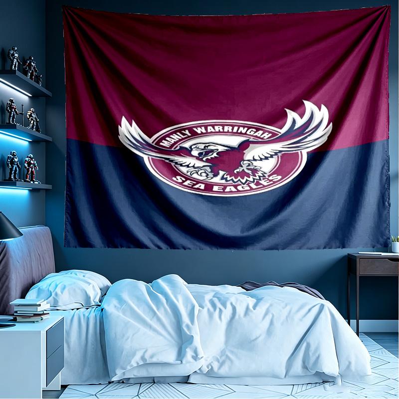 Manly Warringah Sea Eagles Print Tapestry, Lightweight Wall Hanging, for Bedroom, Dorm, Living Room, Home Art Decor, Birthday Christmas Gift for Frien